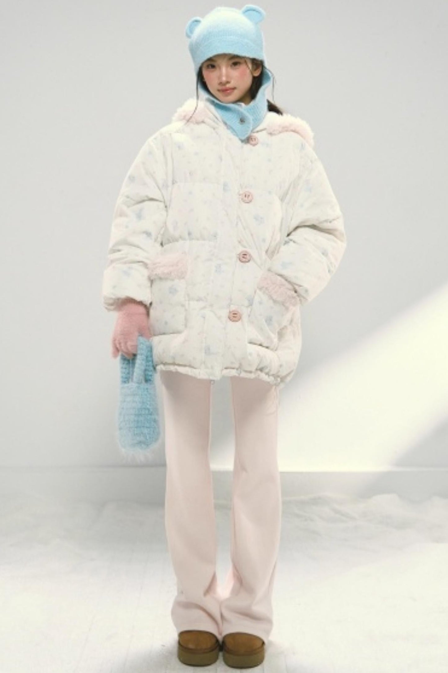 Pink Fleece Drawstring Bootcut Pants