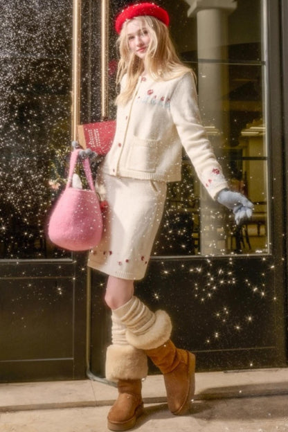 Snow Berry Wool Sweater Skirt Set-Up