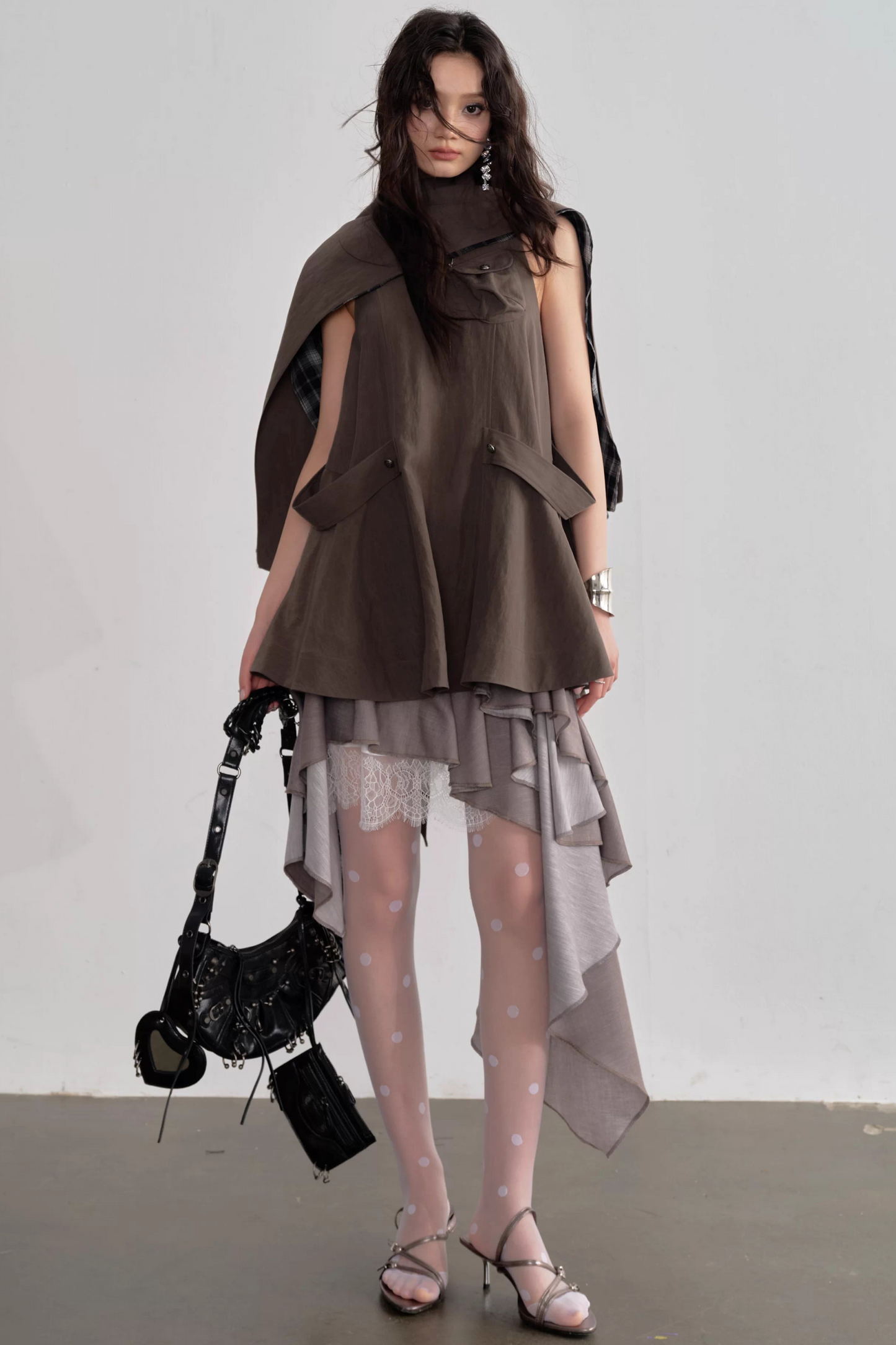 Earth-Toned Cape Dress