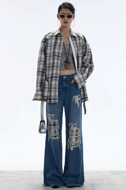 Plaid Checkered Shirt Jacket