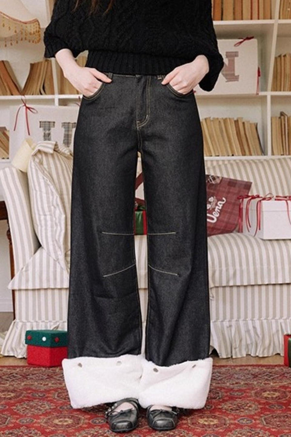 Black Eco-Friendly Frayed Hem Jeans