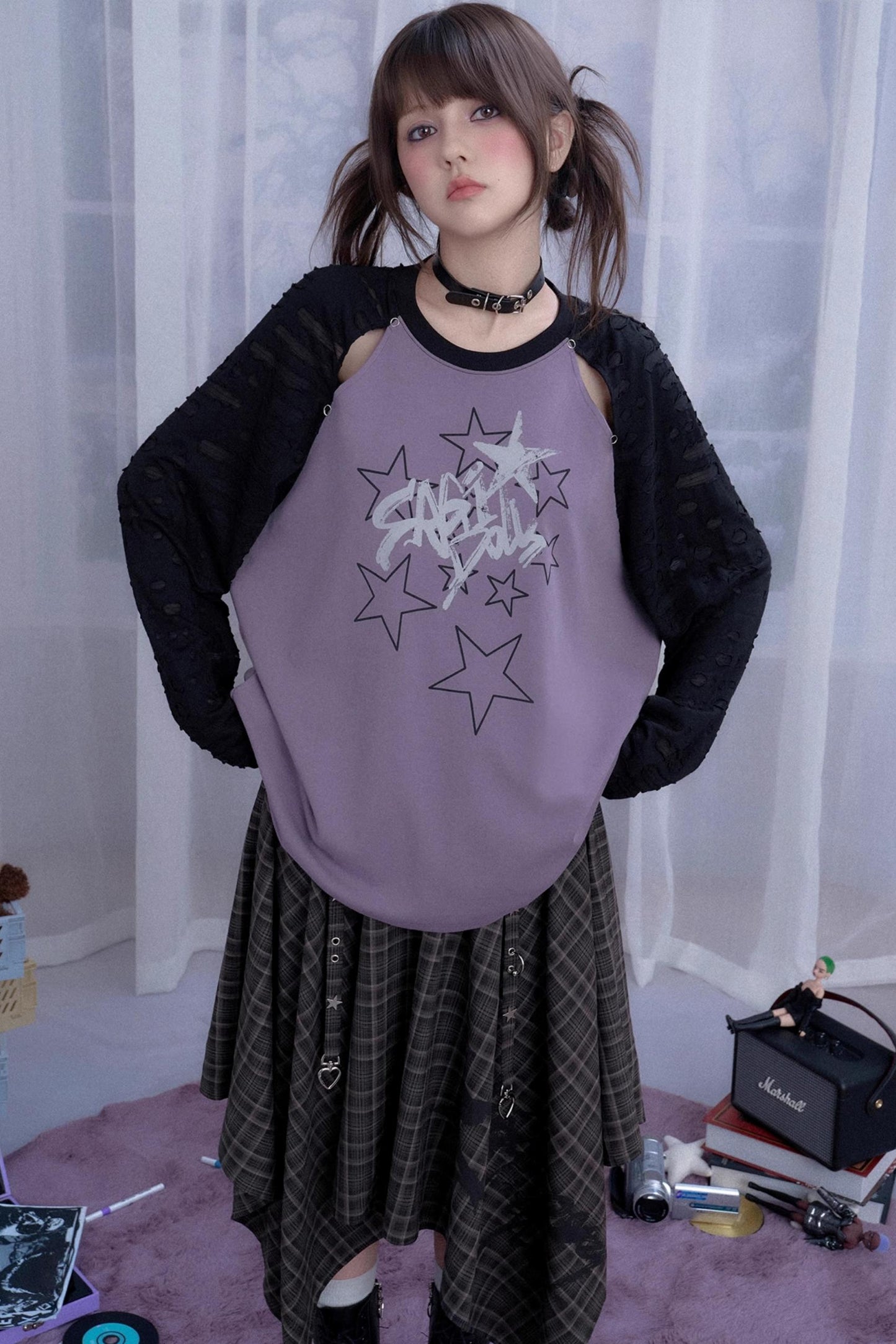 Fighting Spirit Brown Plaid Print Skirt