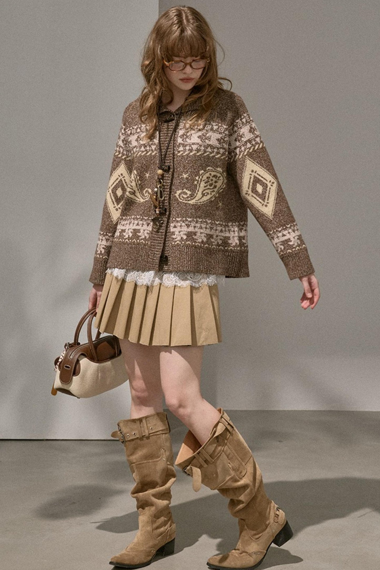 Preppy Silk Pleated Puffy Skirt