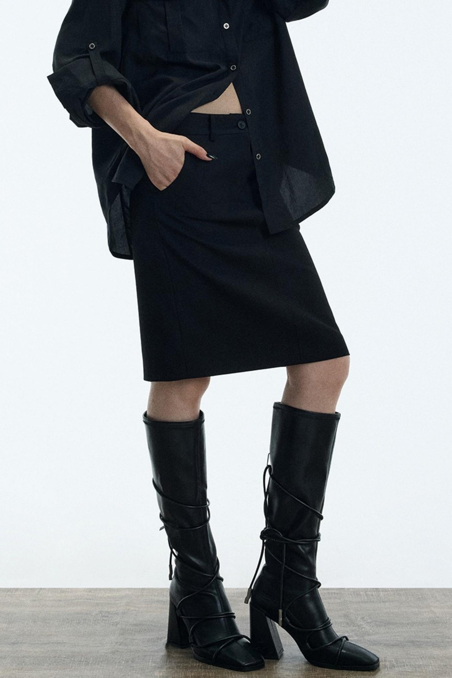 Minimalist Straight Suit Skirt