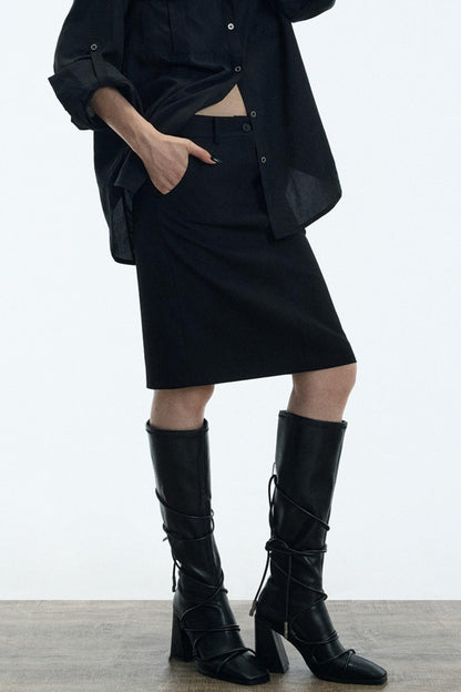 Minimalist Straight Suit Skirt