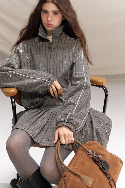 Gray Beaded Academy Jacket Set-Up