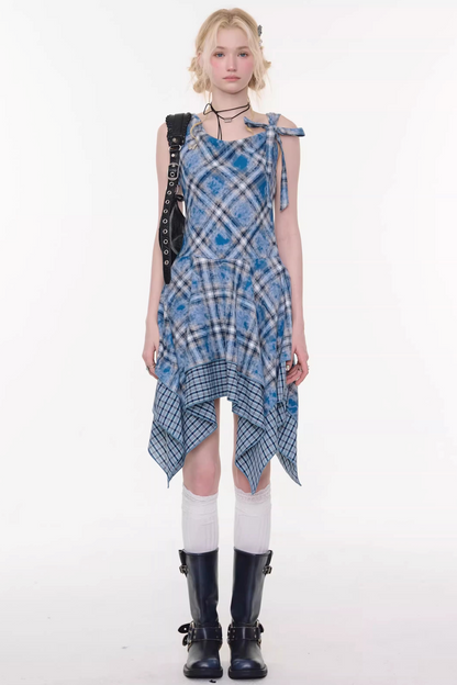 Sea Mist Plaid Strap Dress