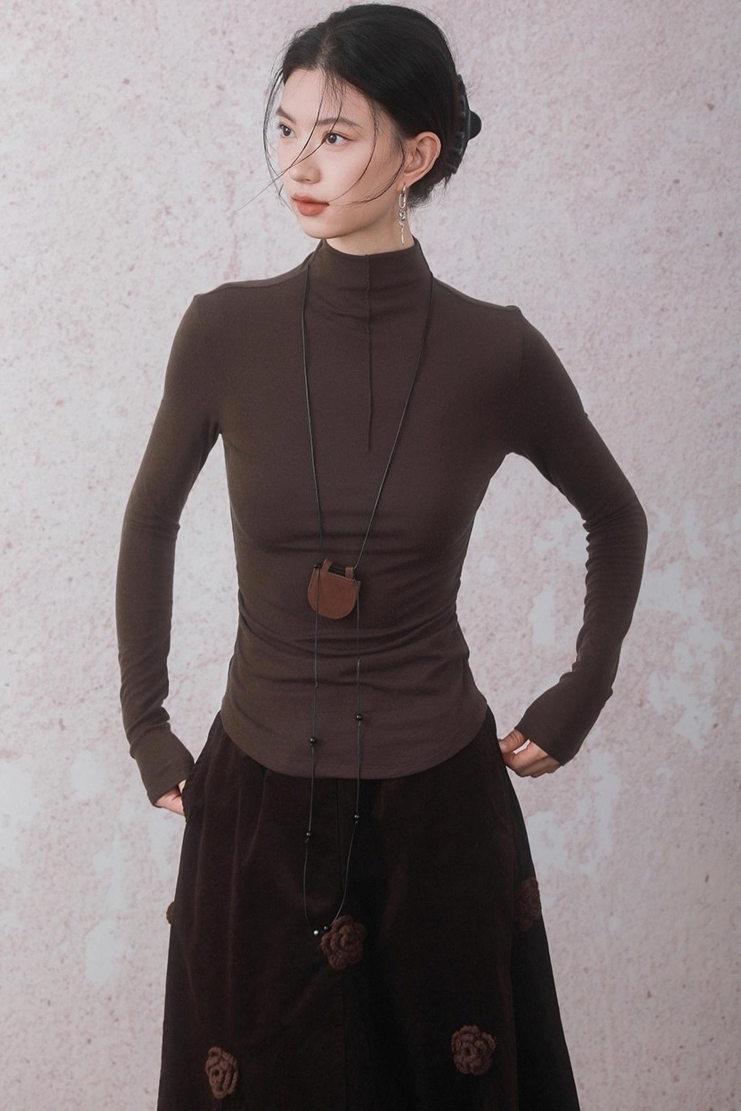 Autumn Warm Semi-Turtleneck T-shirt