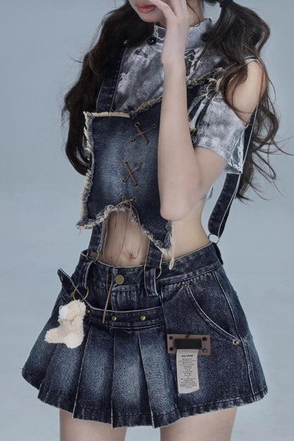 Denim Bib Culottes Set-Up