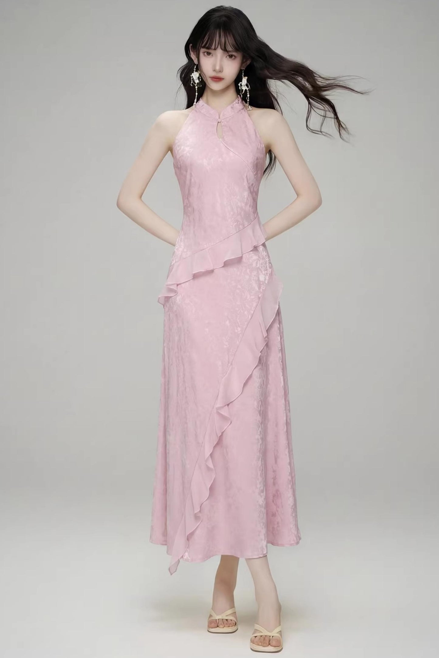 Ice Lotus Waist-Cinching Dress