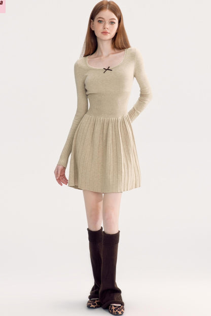 Square Neck Slim Knit Dress