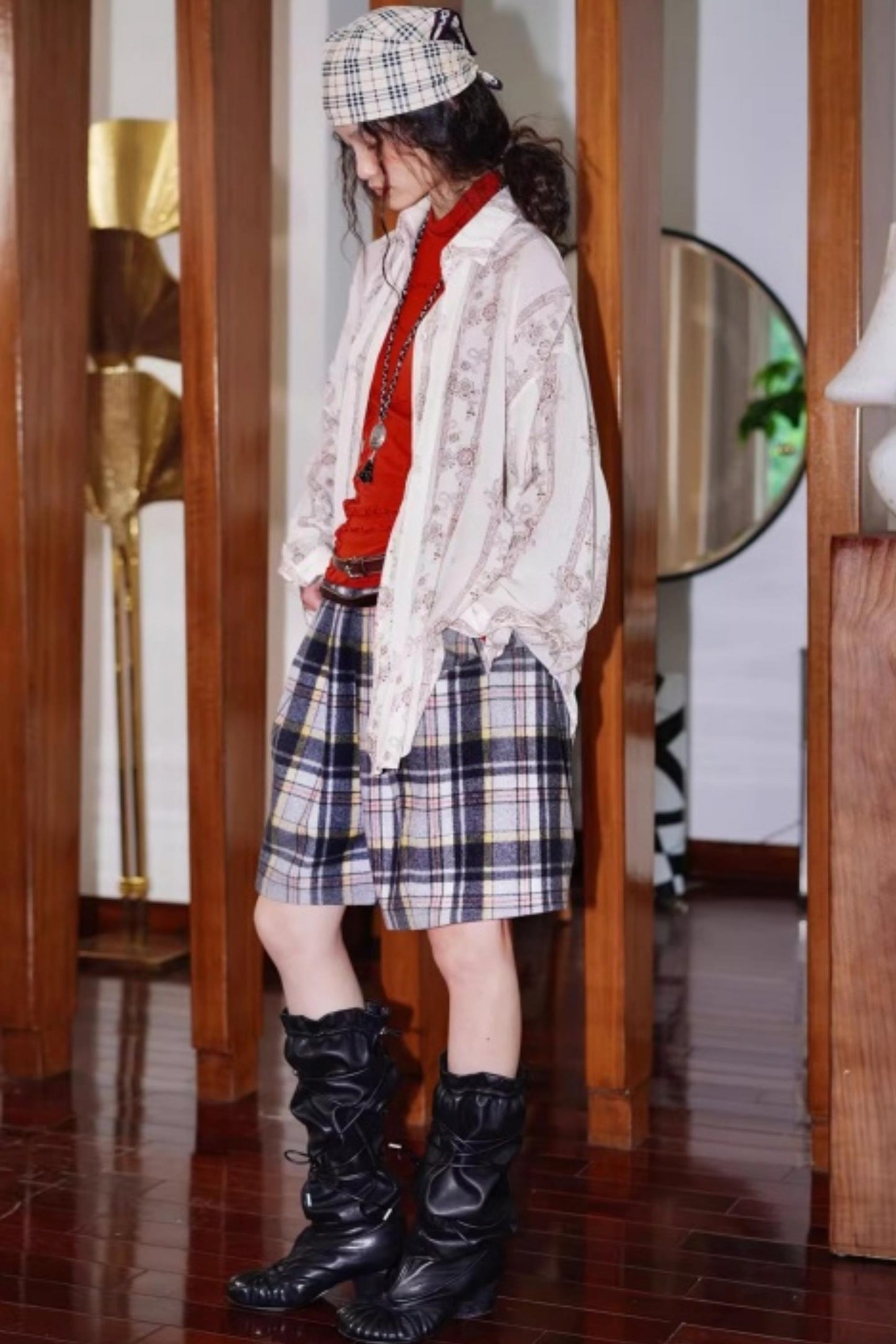 Vintage Pleated Loose Long Sleeve Shirt