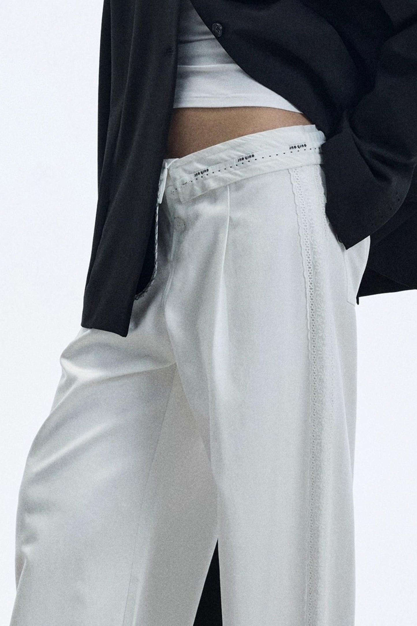 Autumn White Wide-Leg Pants