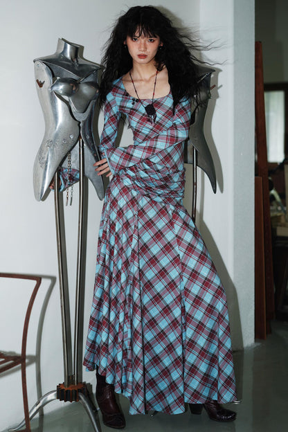 Vintage Check Slim Dress