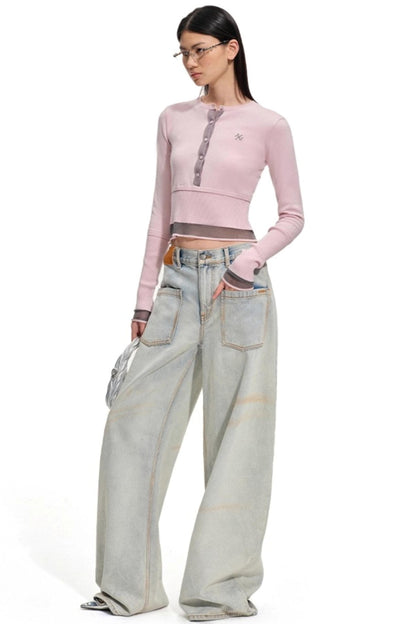 Sheep Wool Contrasting Knit Sweater