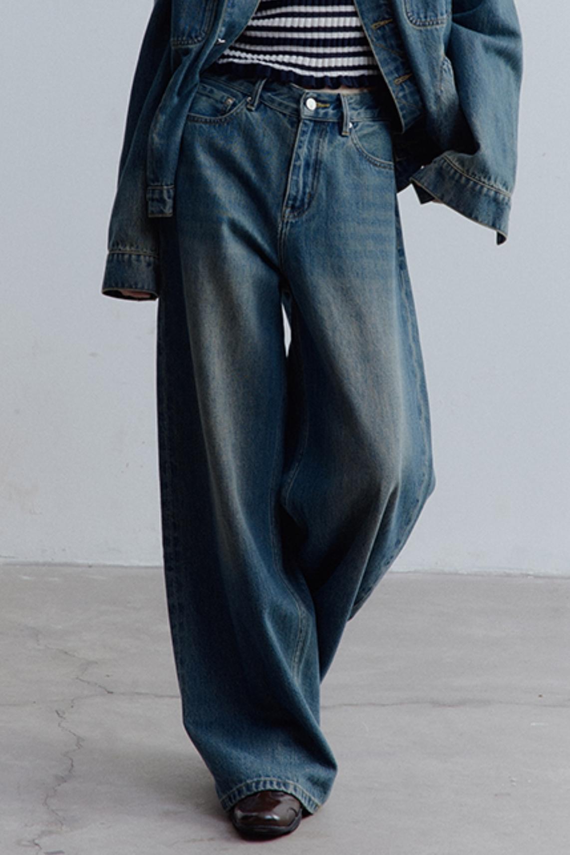 Restless Blue Wide-leg Denim Jeans