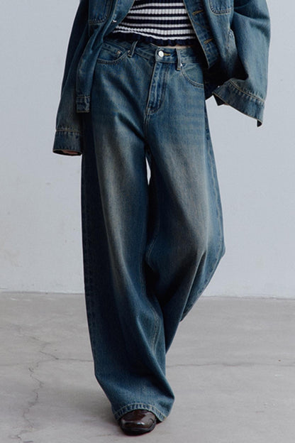 Restless Blue Wide-leg Denim Jeans