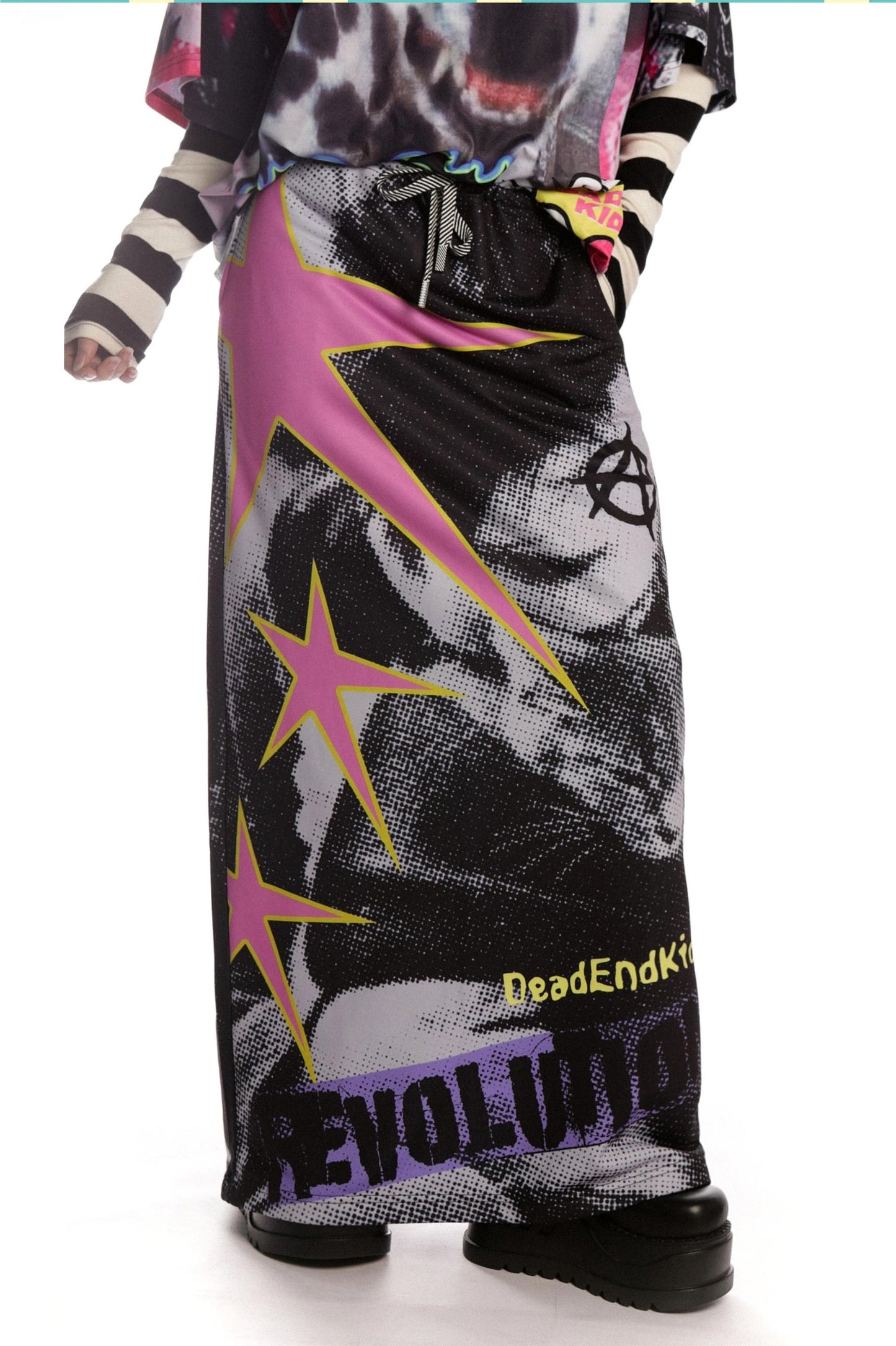 Punk Retro Printed Sweatshirt Skirt