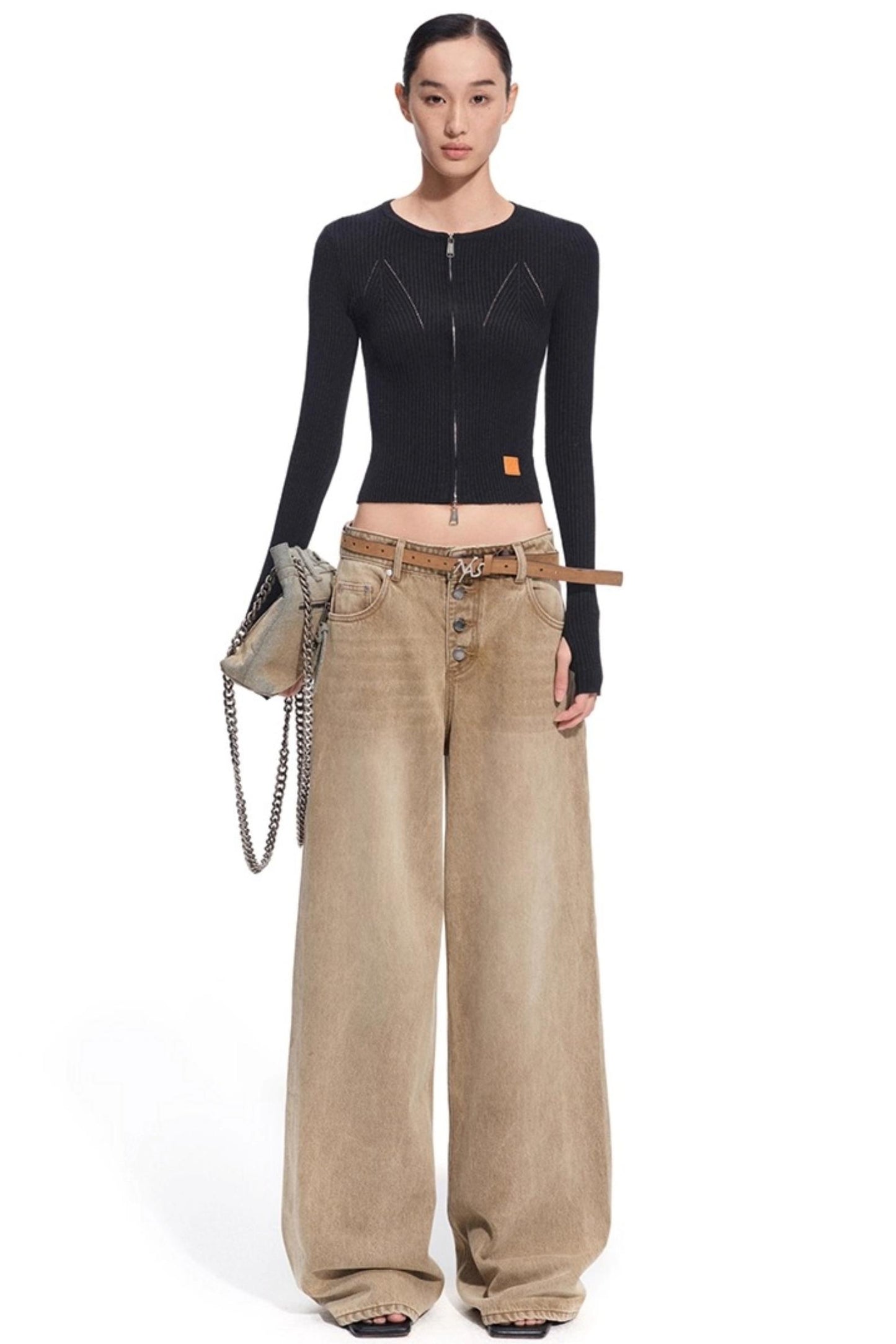 Wool Cropped Crew Neck Cardigan