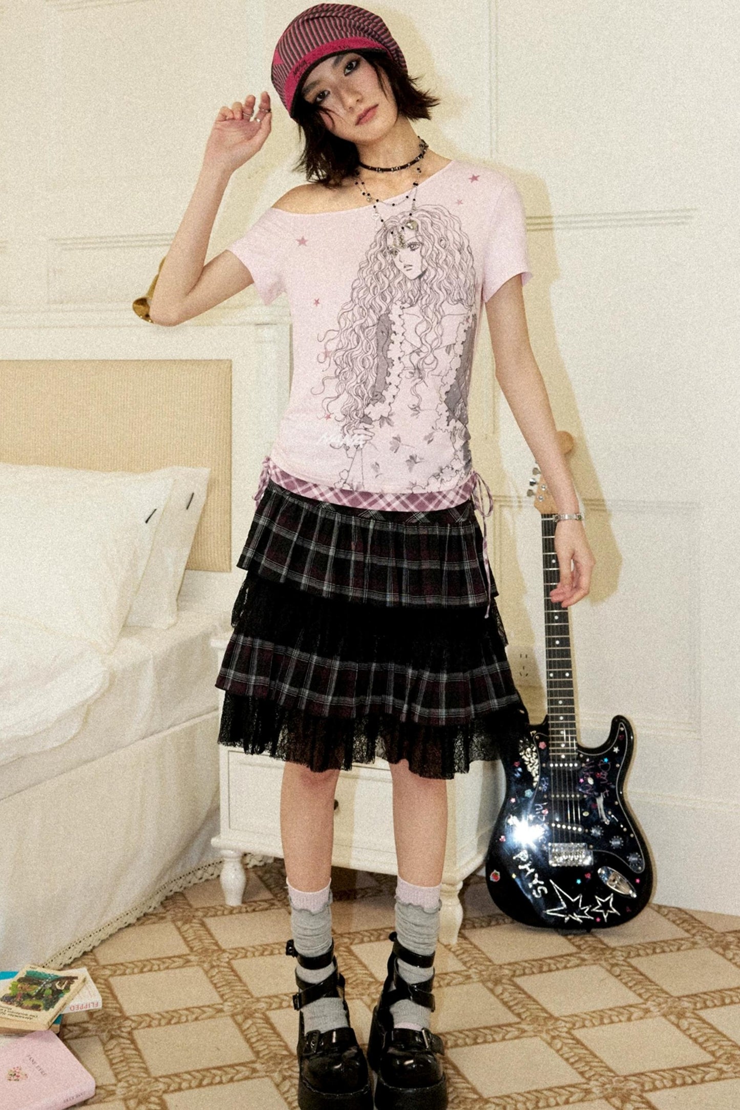 Plaid Asymmetrical Blouse