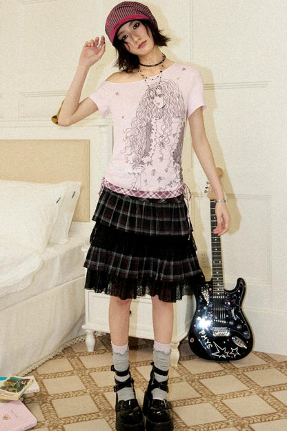 Plaid Asymmetrical Blouse