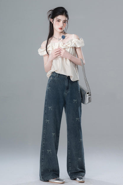 Sea Blue Bow Tie Jeans