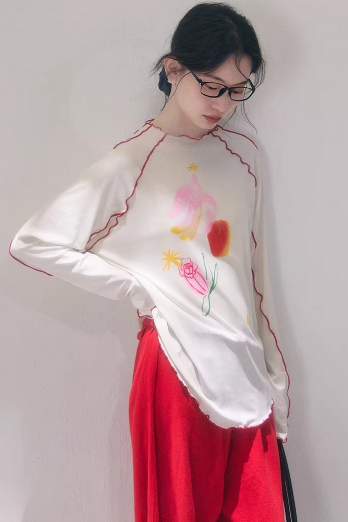 Tencel-Bluse mit Poesie-Print