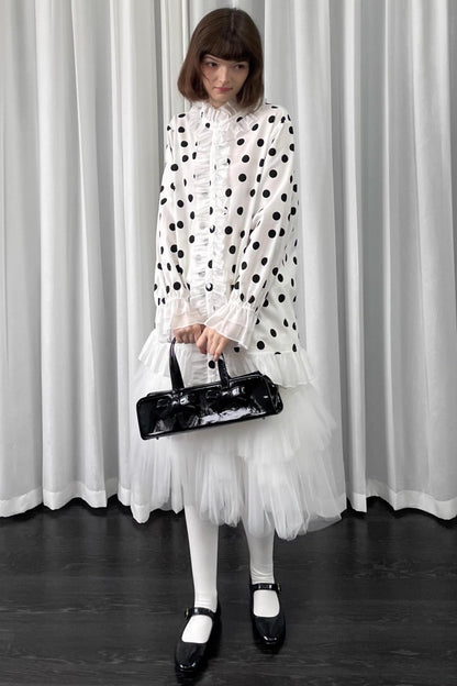 Polka Dot Lace Blouse Top