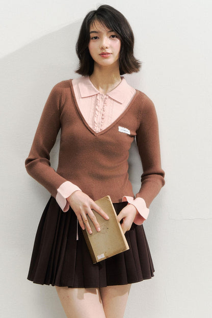 Autumn Knitted Polo Top