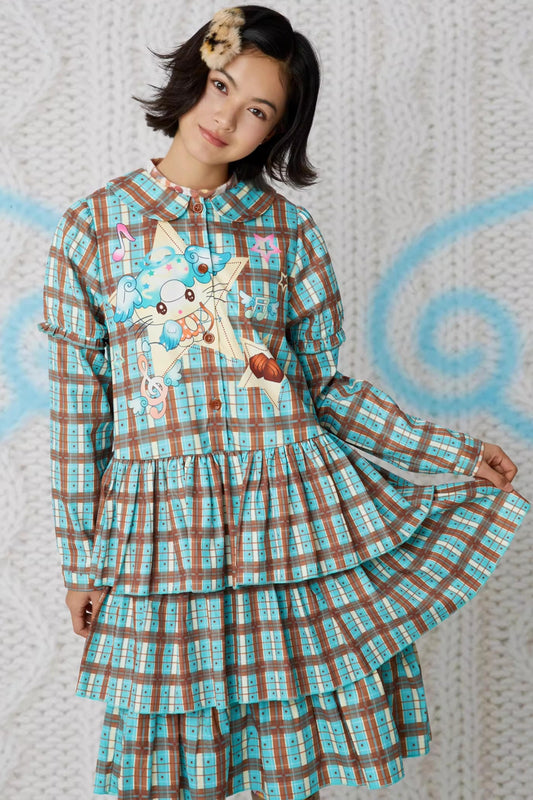 Plaid Doll Collar Cake Dress