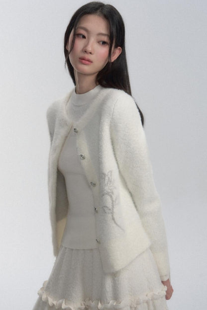 Rose Pattern Knit Cardigan