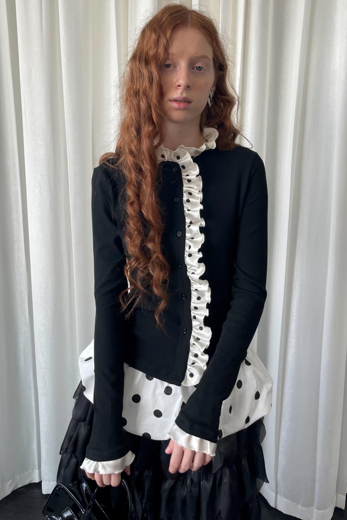 Polka Dot Lace Long Sleeve Cardigan