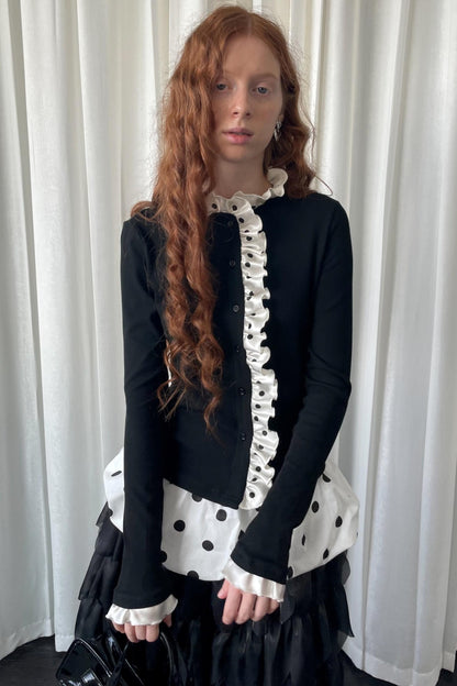 Polka Dot Lace Long Sleeve Cardigan