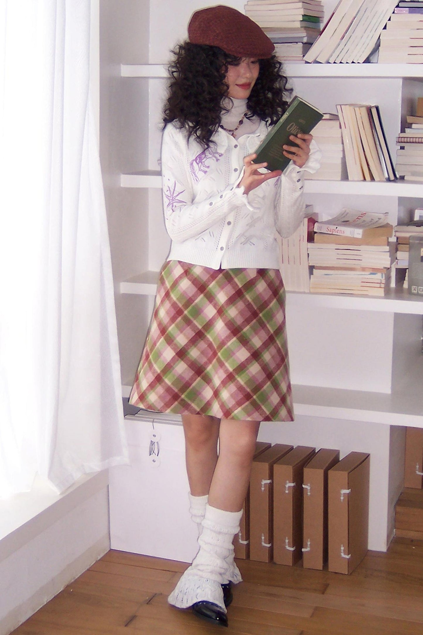 Preppy Woolen Plaid A-Line Skirt