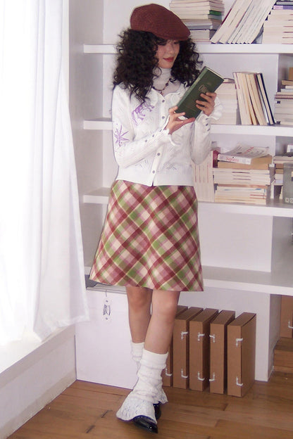 Preppy Woolen Plaid A-Line Skirt