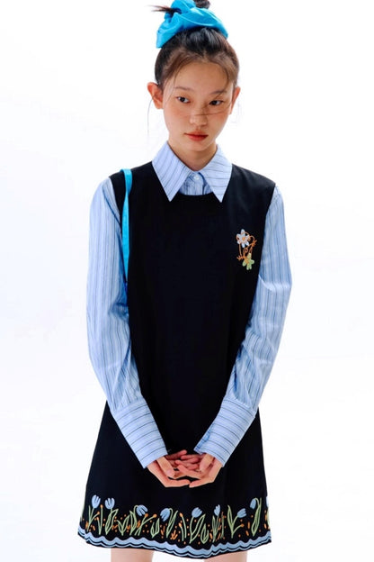 Mandao Flower Vine Striped Diamond Shirt