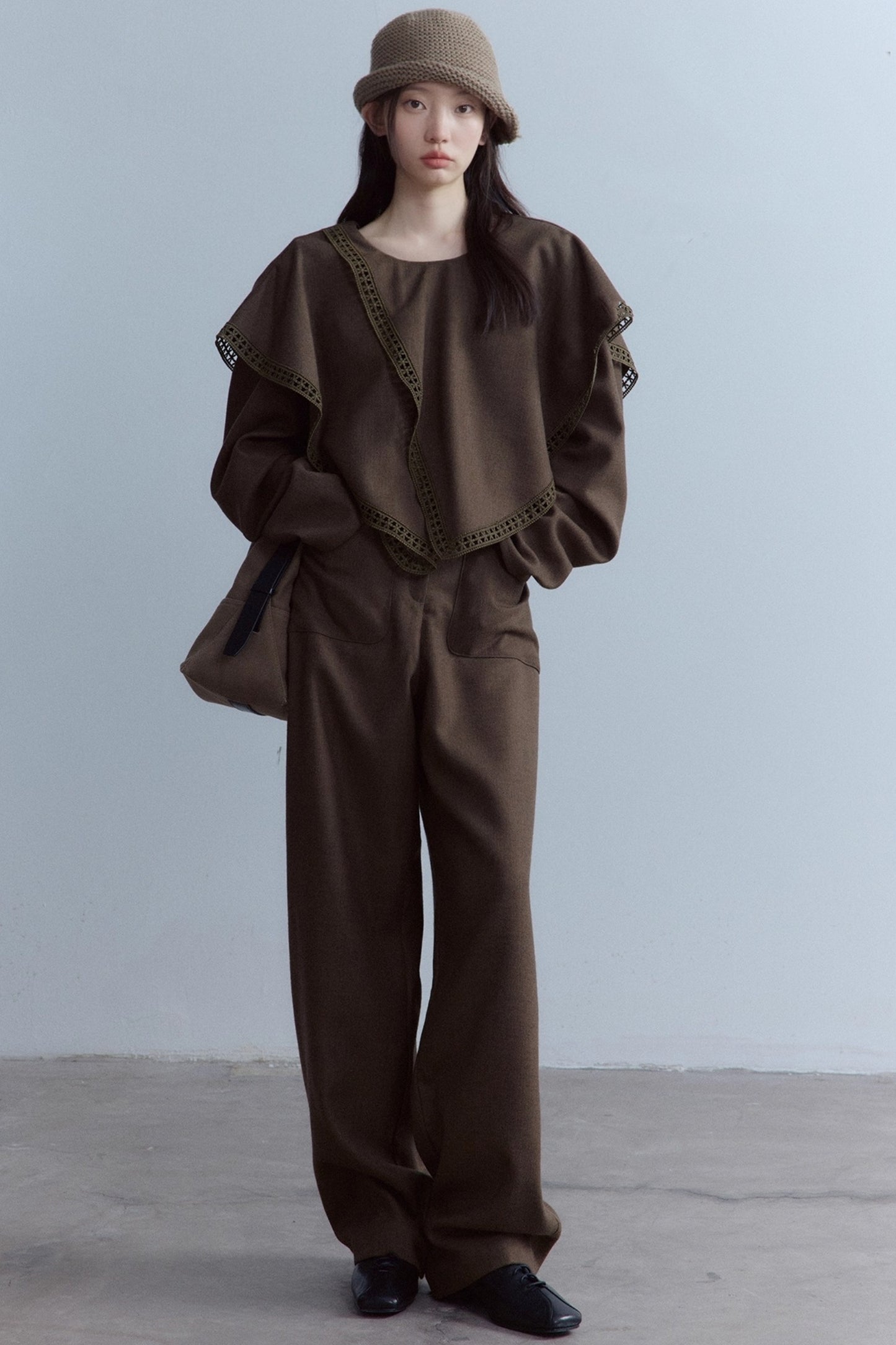 Moss Green Fishbone Wool Top