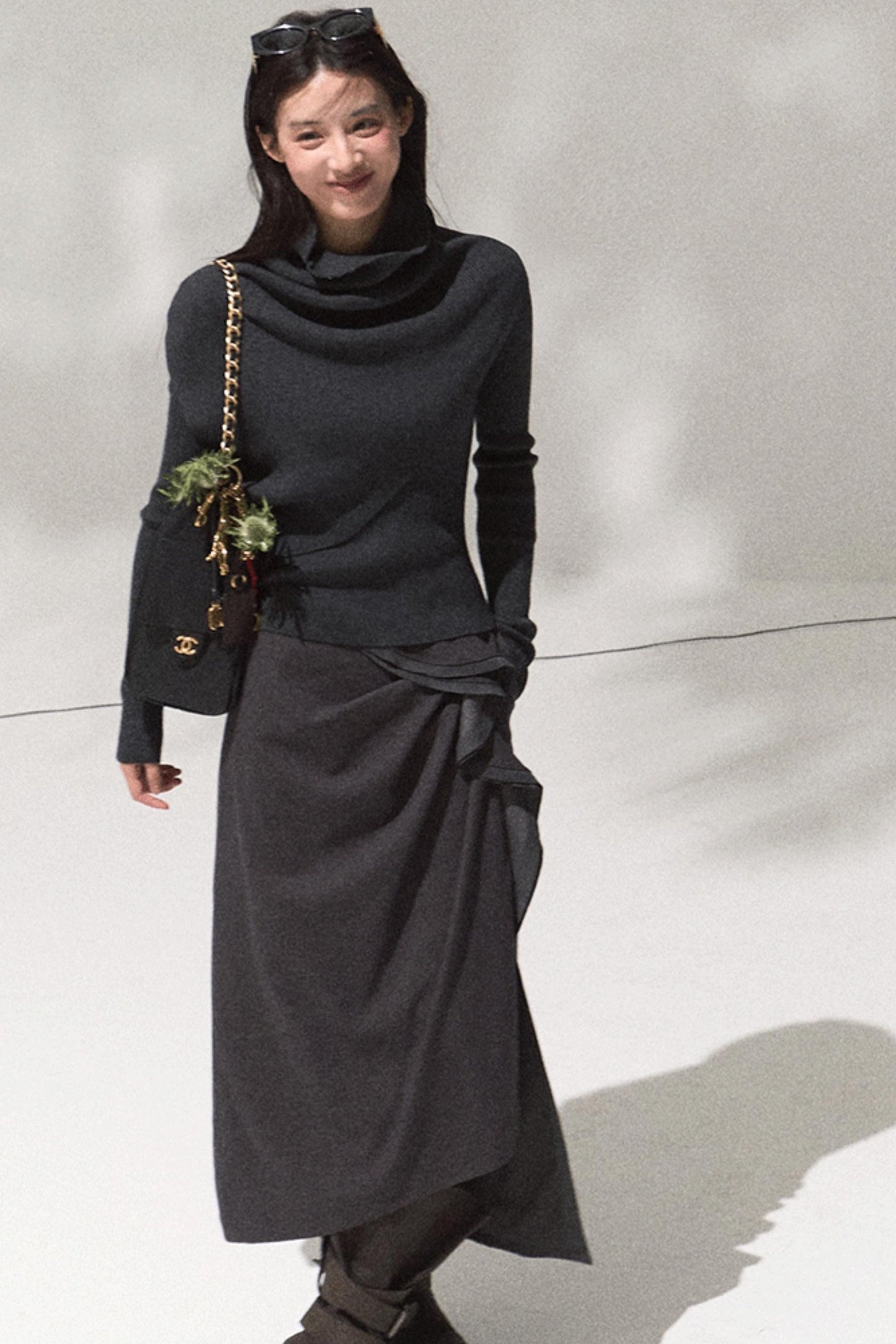 Moonlit Pit Strip Wool Knit Sweater