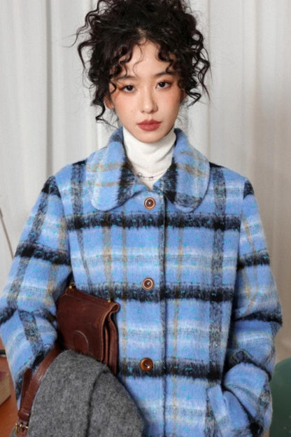 Plaid Woolen Love Letter Coat