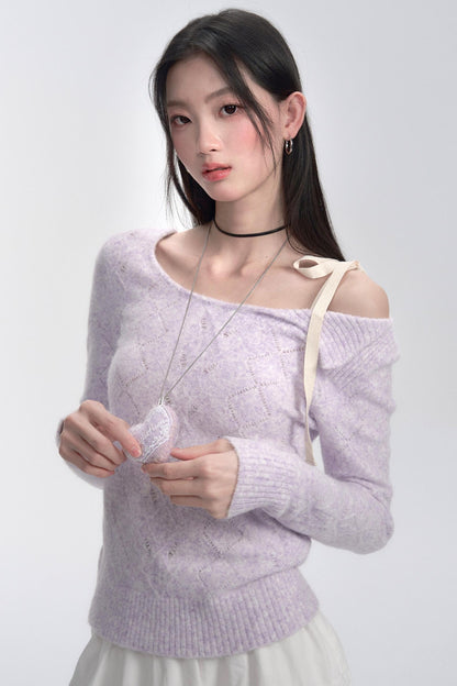 Slanted Shoulder Knit Top