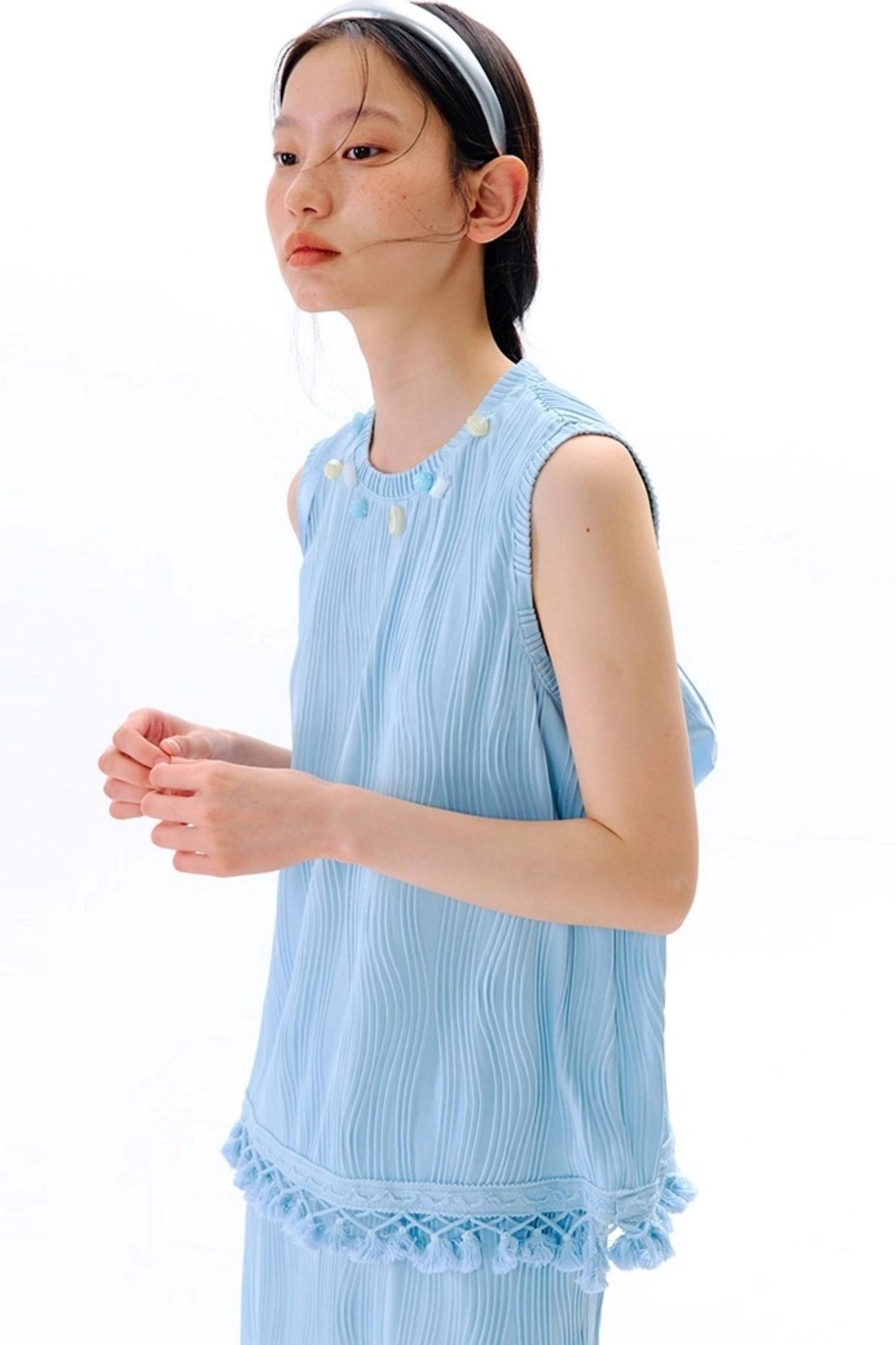 Blues Beach Fringed Vest Set-Up