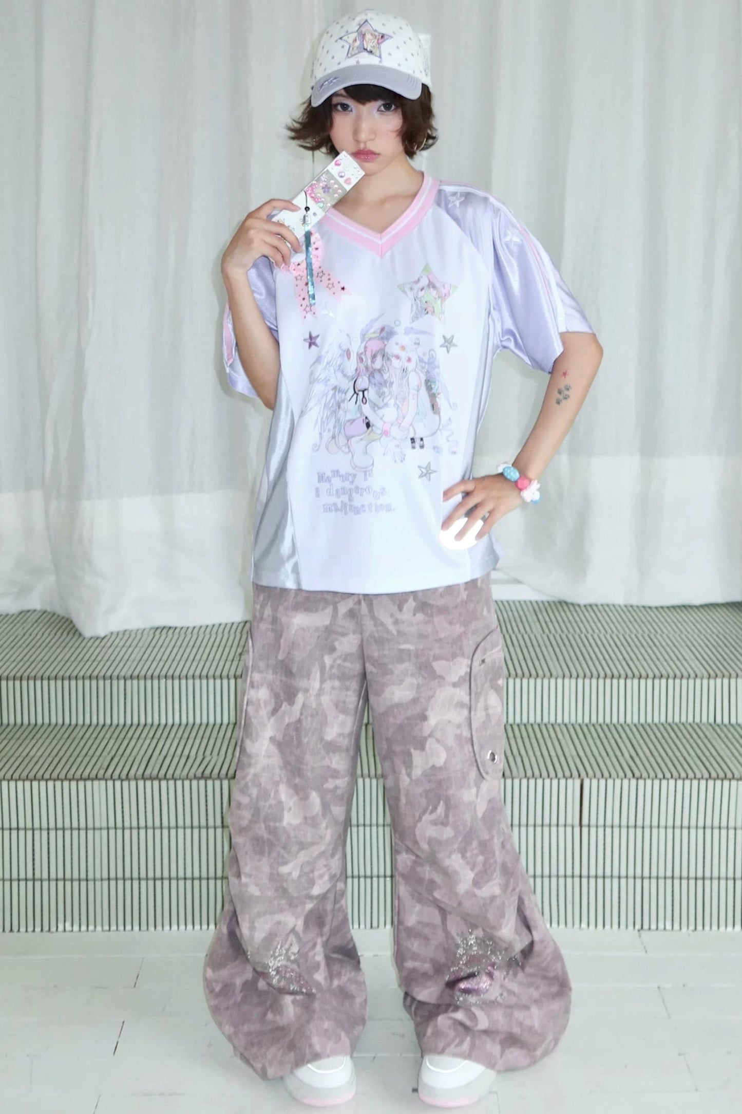 Y2K Strass-Camouflage-Hose