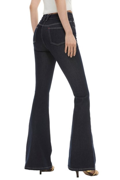 Washed Denim Flared Pants