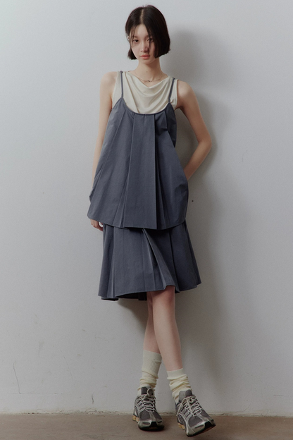 Midnight Blue Pleated Skirt Set-Up