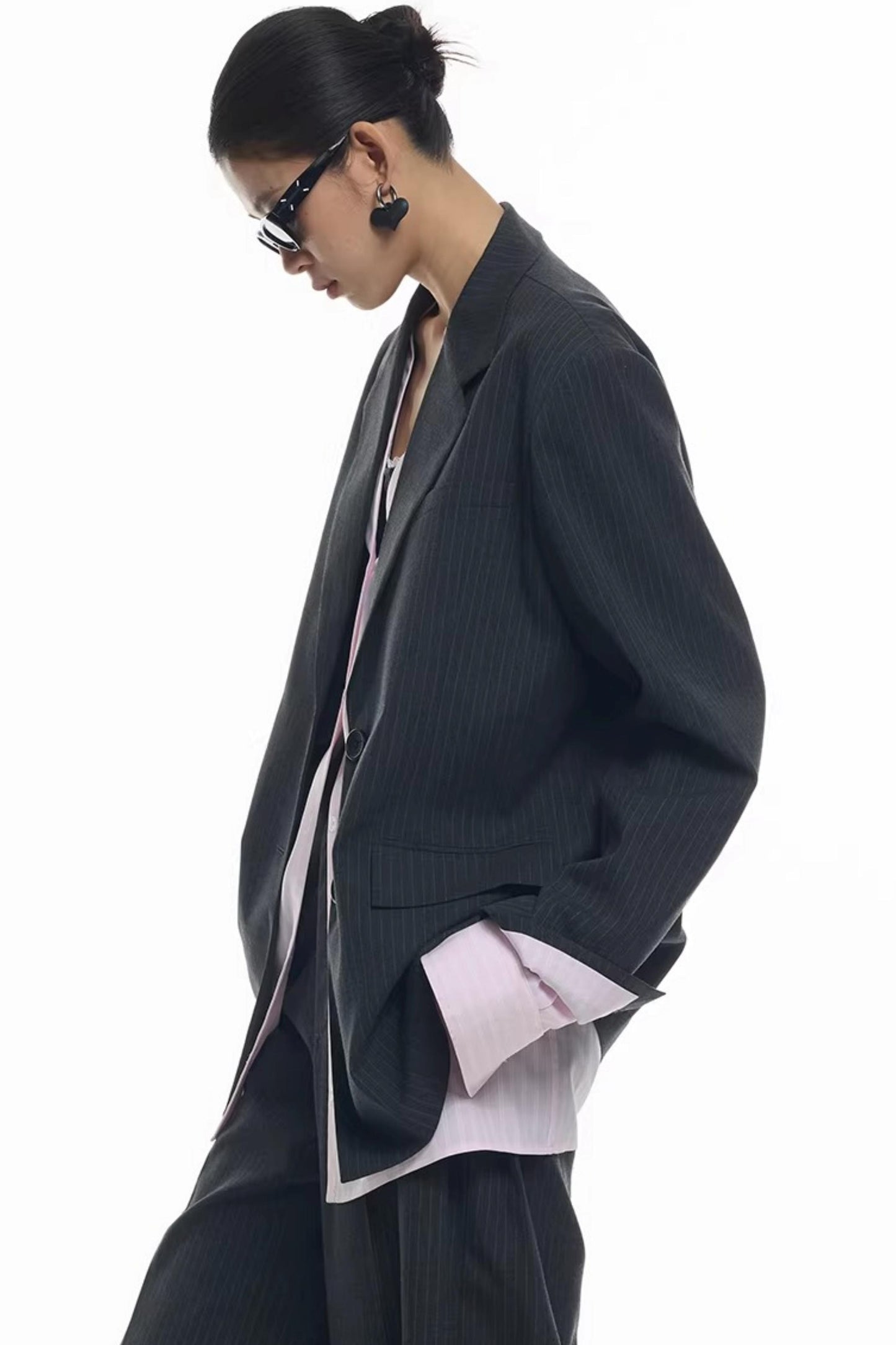 Striped Patchwork Blazer Jacket