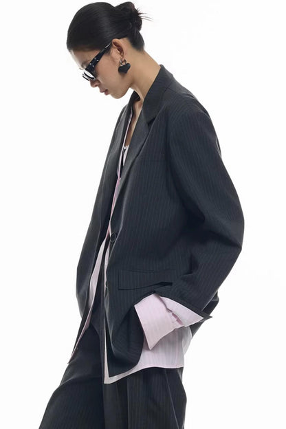 Striped Patchwork Blazer Jacket