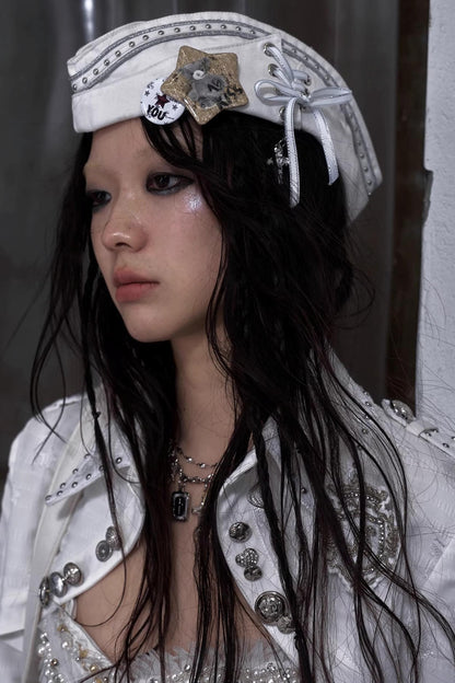 White-Black Sailor Hat