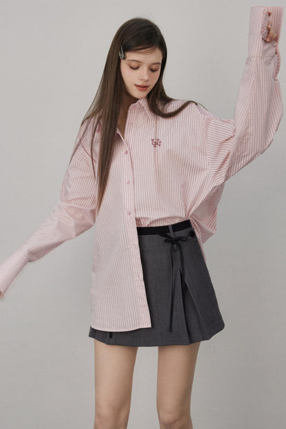 Pink Striped College Shirt
