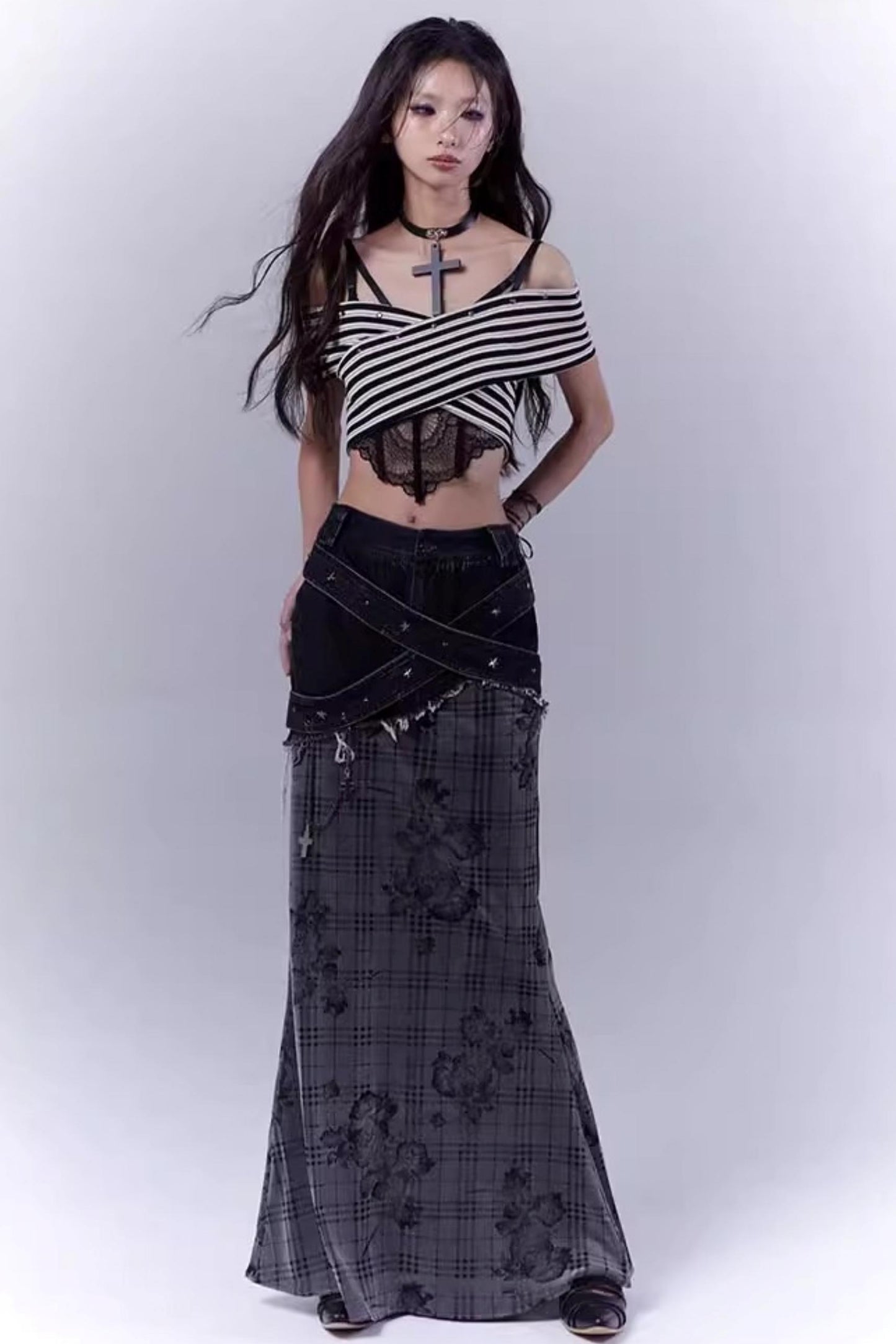 Striped Smock Blouse Set-Up