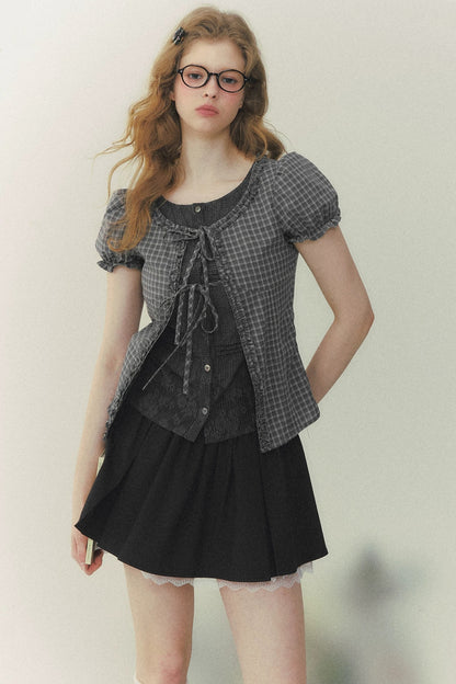Preppy Fake Two-Piece Blouse